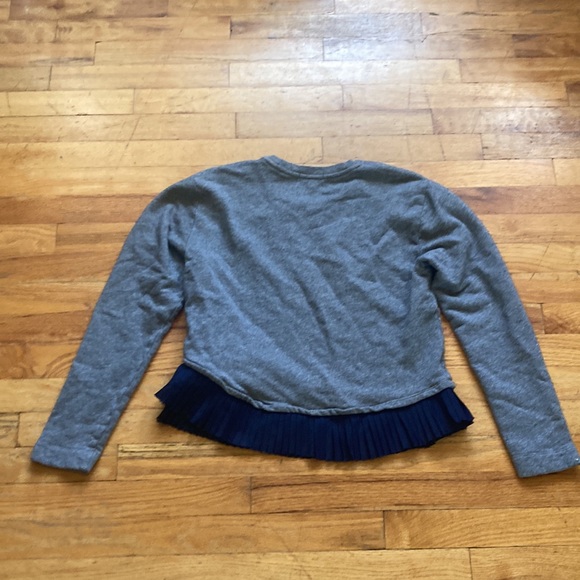 J. Crew Grey Long Sleeved Sweatshirt + Navy Pleated Hem - Picture 4 of 8
